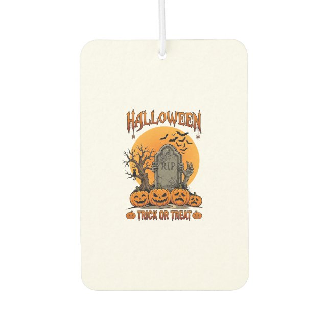 Halloween-Süßigkeiten-oder-Saures-Grabstein-Zombie Autolufterfrischer (Vorderseite)
