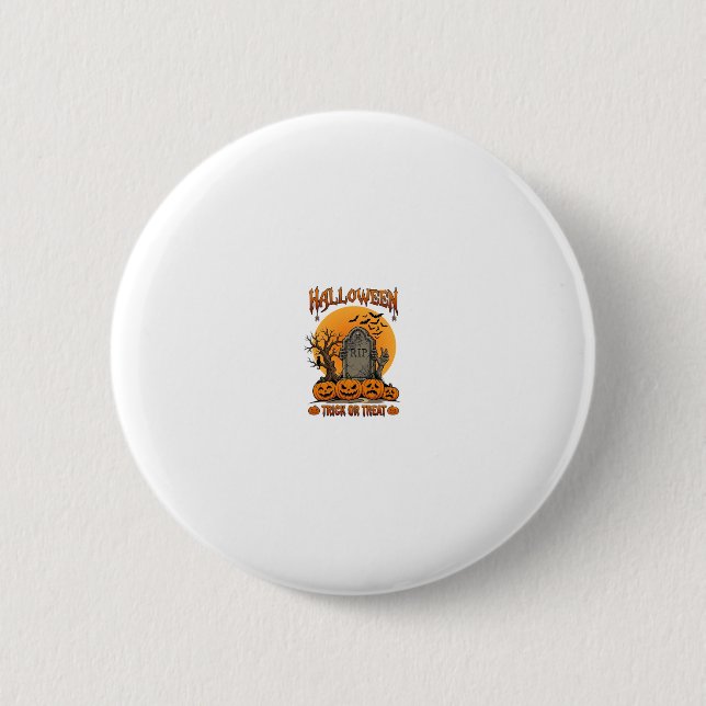 Halloween-Süßigkeiten-oder-Saures-Grabstein-Zombie Button (Vorderseite)