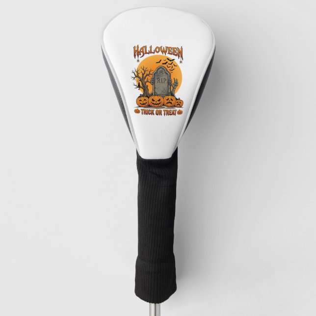 Halloween-Süßigkeiten-oder-Saures-Grabstein-Zombie Golf Headcover (Vorderseite)