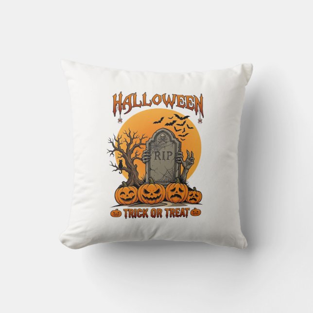 Halloween-Süßigkeiten-oder-Saures-Grabstein-Zombie Kissen (Vorderseite)