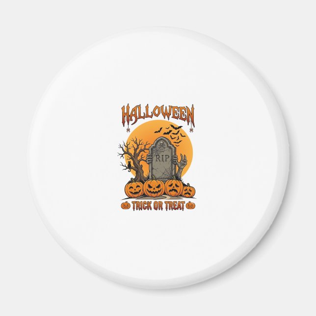 Halloween-Süßigkeiten-oder-Saures-Grabstein-Zombie Magnet (Vorne)