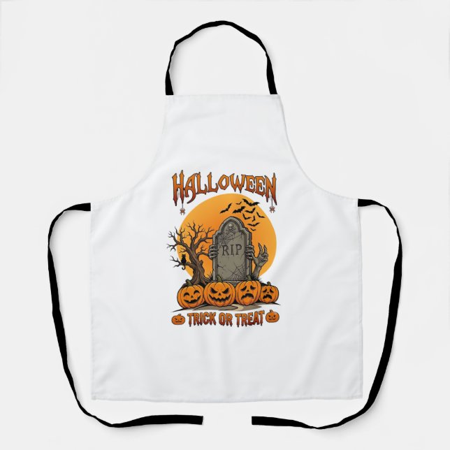 Halloween-Süßigkeiten oder Saures Grabstein Zombie Schürze (Vorderseite)