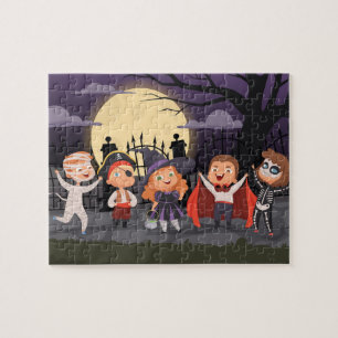 Halloween-Süßigkeiten oder Saures Kinder Puzzle