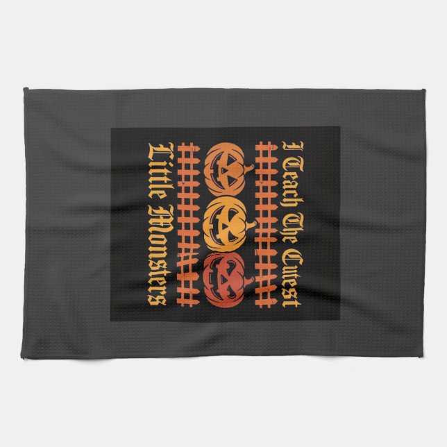 Halloween-Süßigkeiten oder Saures kleine Monster K Geschirrtuch (Horizontal)