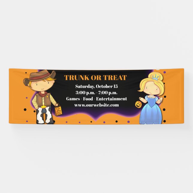 Halloween-Süßigkeiten oder Saures Kofferraum oder  Banner (Horizontal)