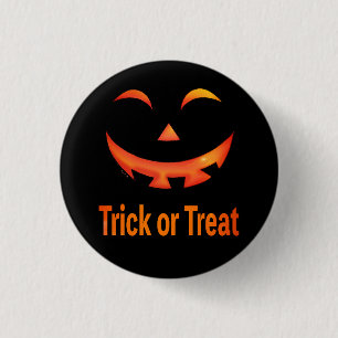 Halloween-Süßigkeiten oder Saures Kürbisgesicht Button