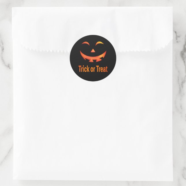 Halloween-Süßigkeiten oder Saures Kürbiskopf Runder Aufkleber (Tasche)