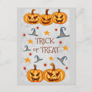Halloween-Süßigkeiten-oder-Saures-Kürbisse Postkarte