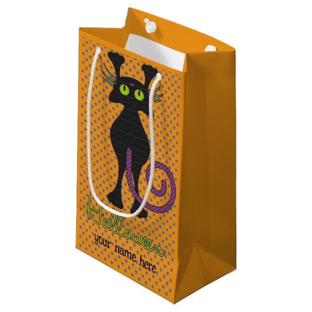 HALLOWEEN Süßigkeiten oder Saures mit einer schwar Kleine Geschenktüte (Vorderseite Schrägansicht)