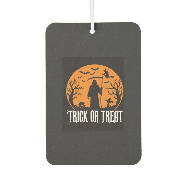 Halloween-Süßigkeiten oder Saures Sensenmann-Desig Autolufterfrischer (Vorderseite)