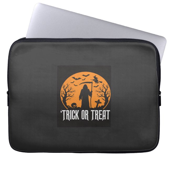 Halloween-Süßigkeiten oder Saures Sensenmann-Desig Laptopschutzhülle (Vorderseite)