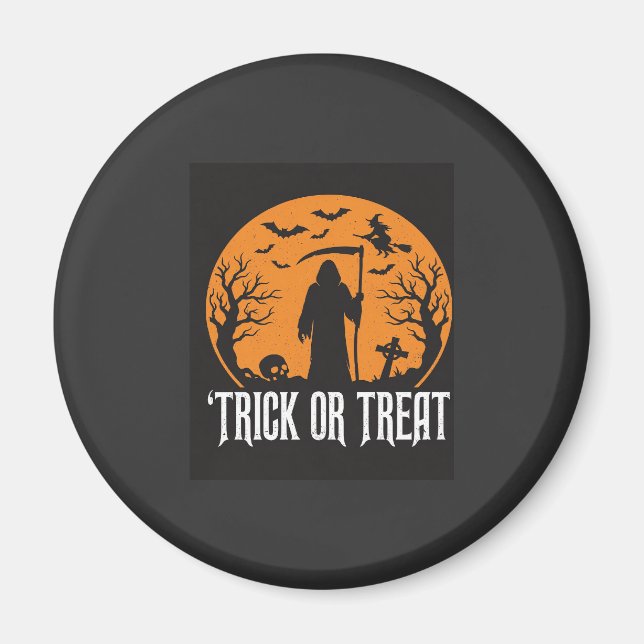 Halloween-Süßigkeiten oder Saures Sensenmann-Desig Magnet (Vorne)