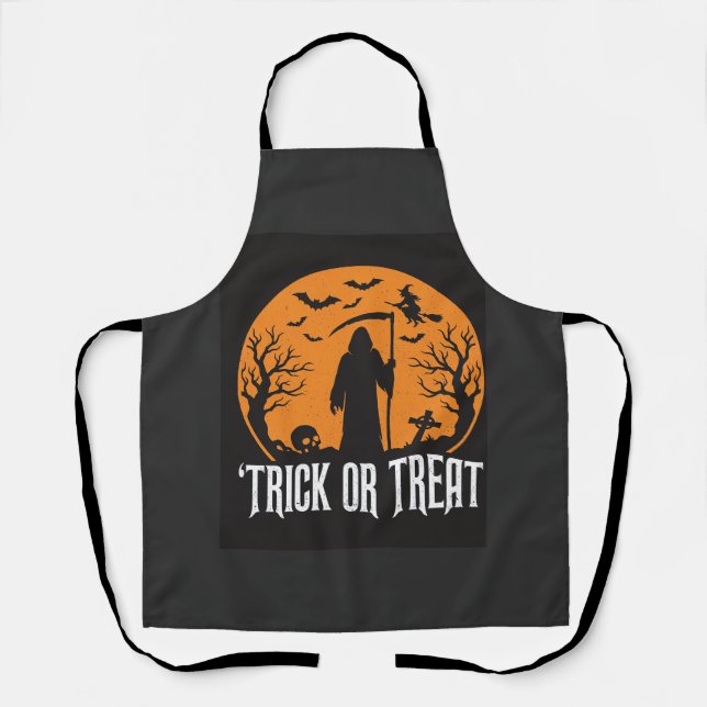 Halloween-Süßigkeiten oder Saures Sensenmann-Desig Schürze (Vorderseite)