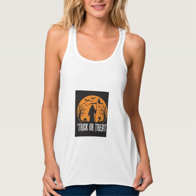 Halloween-Süßigkeiten oder Saures Sensenmann-Desig Tank Top (Vorderseite)