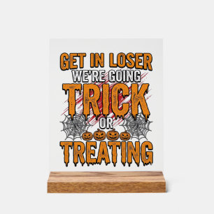 Halloween-Süßigkeiten oder Saures Vintage-Typograf Acrylschild