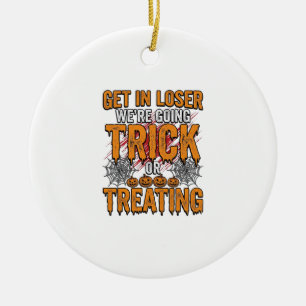 Halloween-Süßigkeiten oder Saures Vintage-Typograf Keramik Ornament