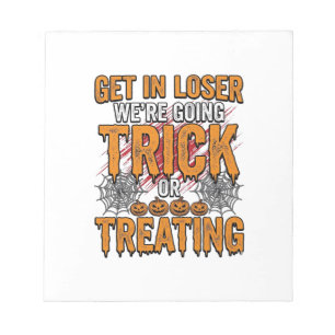 Halloween-Süßigkeiten oder Saures Vintage-Typograf Notizblock