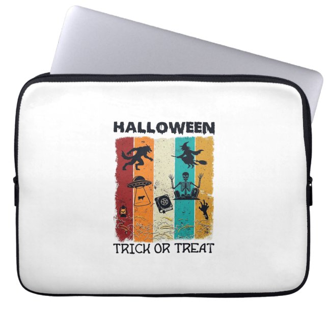 Halloween-Süßigkeiten-oder-Saures Werwolf Hexe Ske Laptopschutzhülle (Vorderseite)
