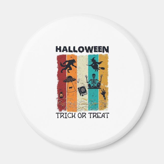 Halloween-Süßigkeiten-oder-Saures Werwolf Hexe Ske Magnet (Vorne)