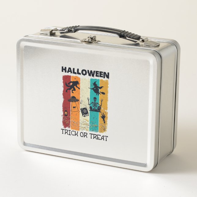 Halloween-Süßigkeiten-oder-Saures Werwolf Hexe Ske Metall Brotdose (Vorderseite)