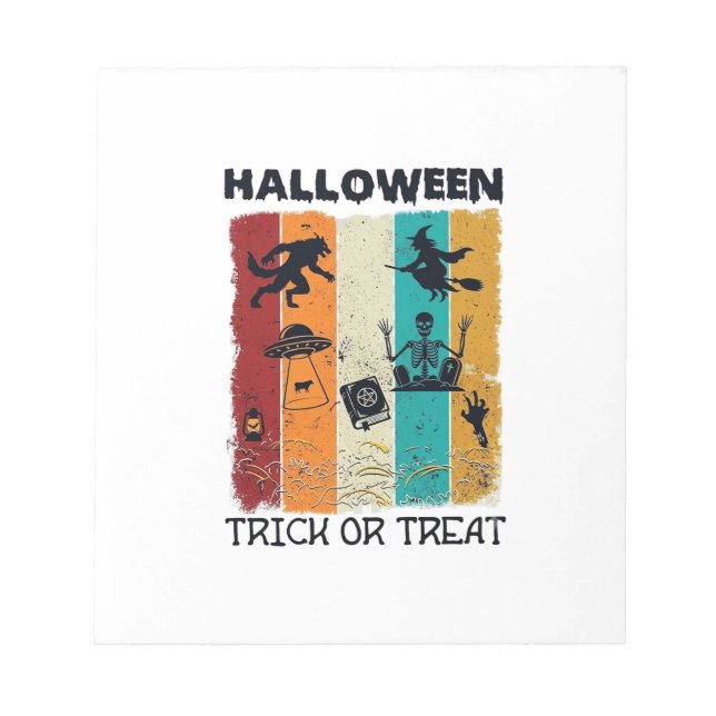 Halloween Süßigkeiten oder Saures Werwolf Hexe Ske Notizblock (Vorderseite)