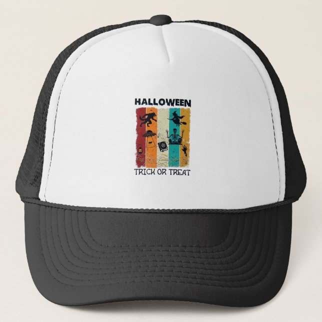 Halloween Süßigkeiten oder Saures Werwolf Hexe Ske Truckerkappe (Vorderseite)