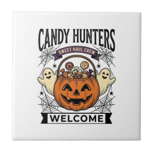 Halloween-Süßigkeiten Sammler Vintage Gravur Kürbi Fliese