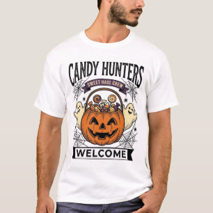 Halloween-Süßigkeiten Sammler Vintage Gravur Kürbi T-Shirt