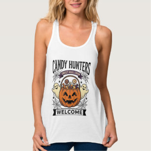 Halloween-Süßigkeiten Sammler Vintage Gravur Kürbi Tank Top