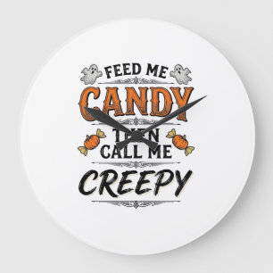 Halloween-Süßigkeiten-Shirt Lustiger Gruseliger Sp Große Wanduhr