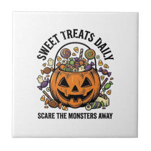 Halloween-Süßigkeiten-Shirt Süßes Monster-Behandlu Fliese