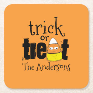 Halloween Süßigkeiten-Trick oder Streich lustiges Rechteckiger Pappuntersetzer