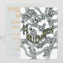 Halloween-Süßigkeiten und -Bänder Party-Einladung