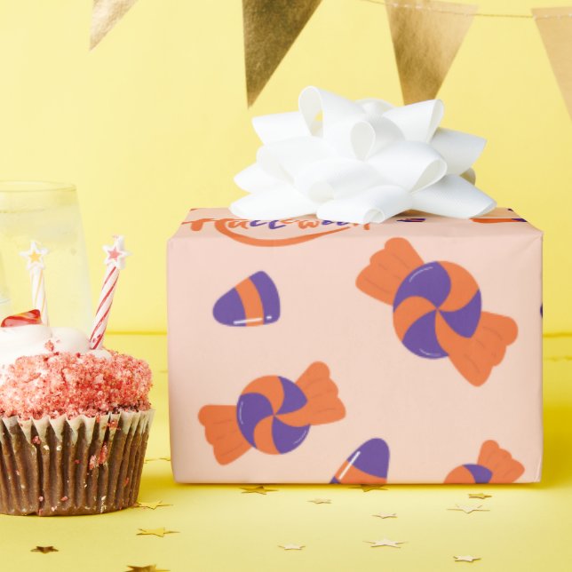 Halloween-Süßigkeiten und Leckereien Nahtloses Des Geschenkpapier (Geburtstagsparty)