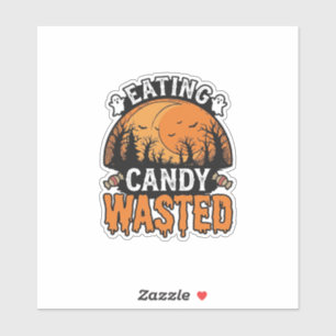 Halloween-Süßigkeiten verschwendet Vintage gruseli Aufkleber