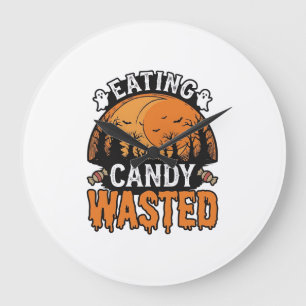 Halloween-Süßigkeiten verschwendet Vintage gruseli Große Wanduhr