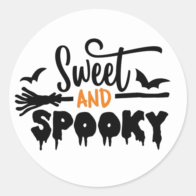 Halloween Sweet and Spooky Typografic Text Runder Aufkleber (Vorderseite)