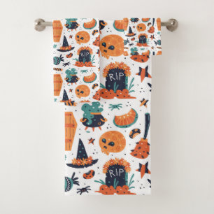 Halloween-Symbole nahtloses Set für Badehandtuch