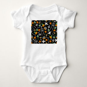 Halloween-Symbole Vintag Nahtloser Hintergrund Baby Strampler