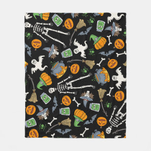 Halloween-Symbole Vintag Nahtloser Hintergrund Fleecedecke