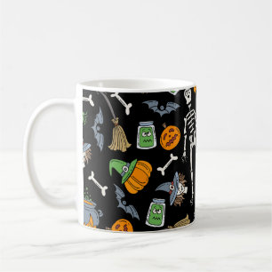 Halloween-Symbole Vintage nahtloser Hintergrund Kaffeetasse