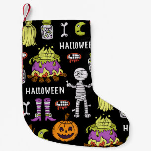 Halloween-Symbole, Vintages nahtloses Thema Kleiner Weihnachtsstrumpf