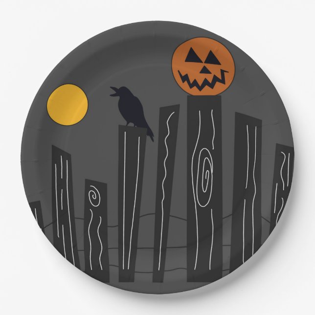 Halloween-Szene auf Papier-Teller Pappteller (Vorderseite)