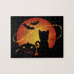 Halloween-Szene in Silhouette Puzzle