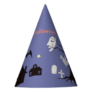 Halloween Szene mit Geisterwitzen und Fledermäusen Partyhütchen