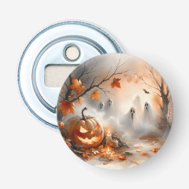 Halloween-Szene mit Kürbis und Geistern Flaschenöffner