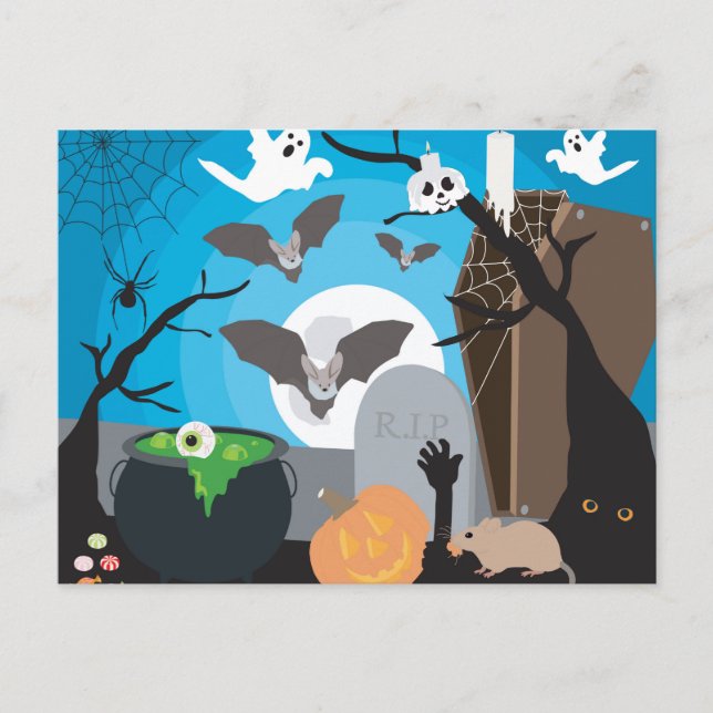 Halloween Szene Postkarte (Vorderseite)