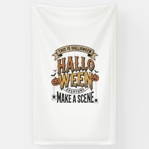 Halloween-Szene-Shirt Vintage Gravur Kürbis De Banner