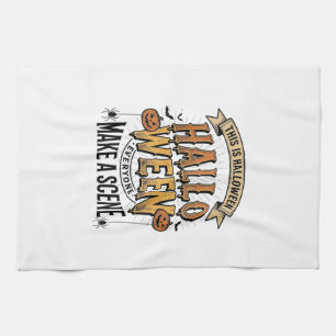 Halloween-Szene-Shirt Vintage Gravur Kürbis De Geschirrtuch