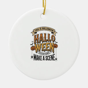 Halloween-Szene-Shirt Vintage Gravur Kürbis De Keramik Ornament